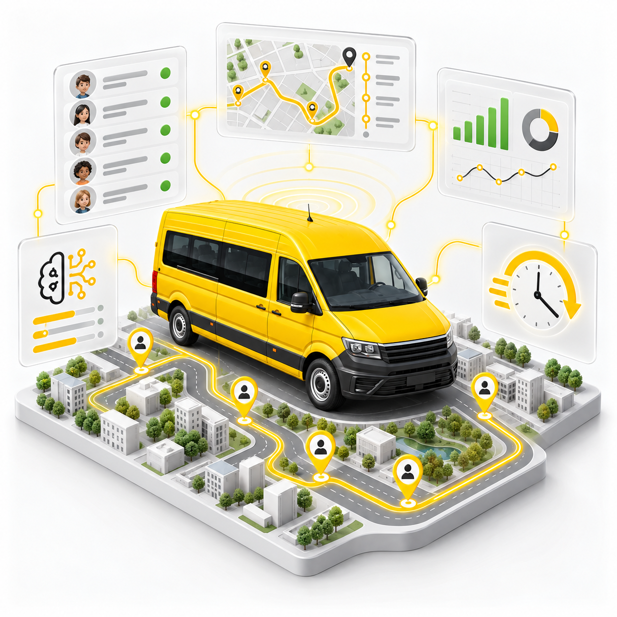Volkswagen Crafter conectada con rutas, pasajeros, análisis y procesos inteligentes